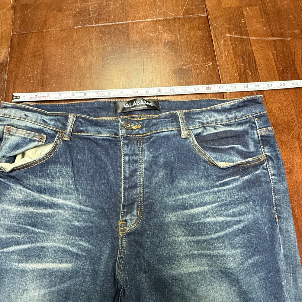 Valabasas Carpenter Jeans Mens Fits 40 Distressed Whiskered Button Utility Denim - Picture 9 of 14